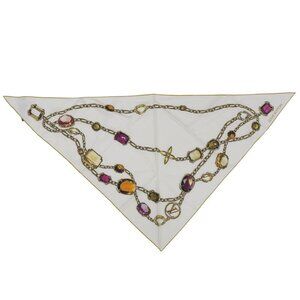 Louis Vuitton Heirloom Monogram Triangle Silk Scarf White 90